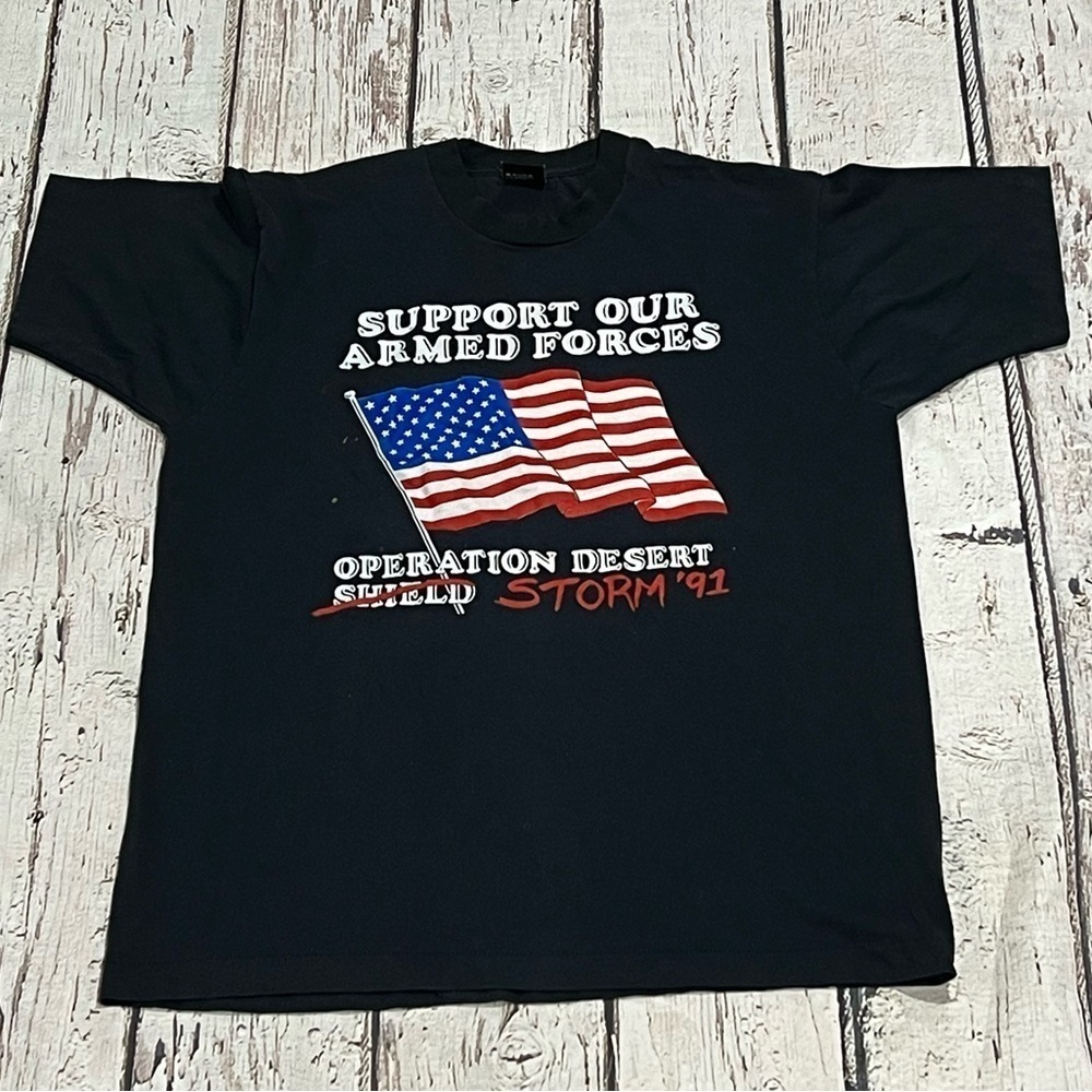 Vintage Support Our Armed Forces Desert Storm 1992 Tee Top Shirt